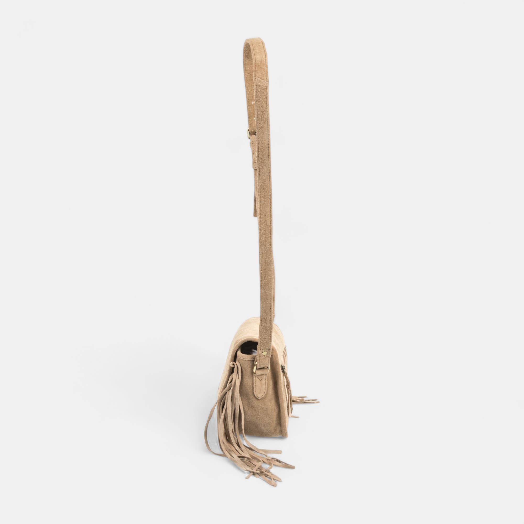 Sac bandoulière en cuir beige