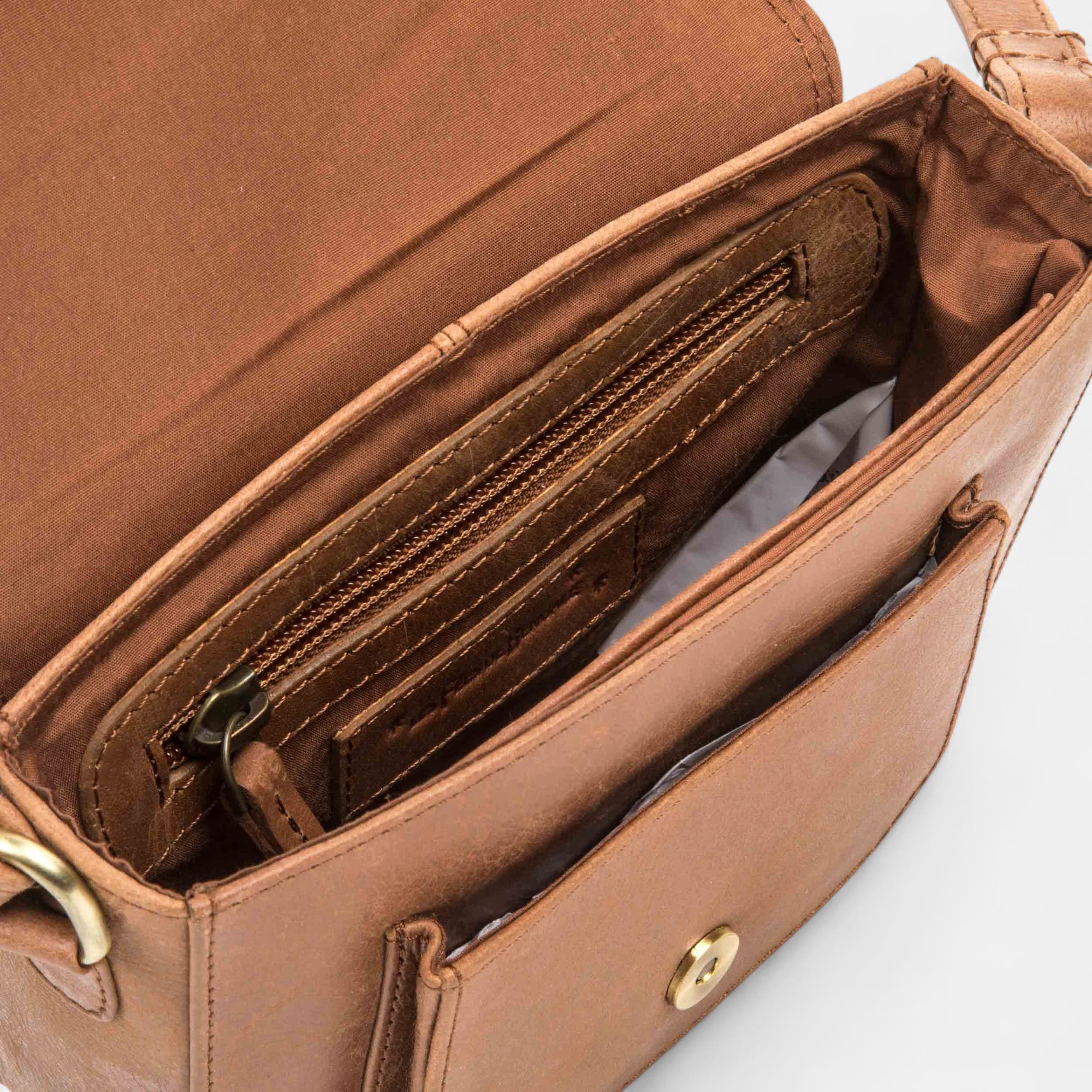 Sac bandoulière en cuir cognac