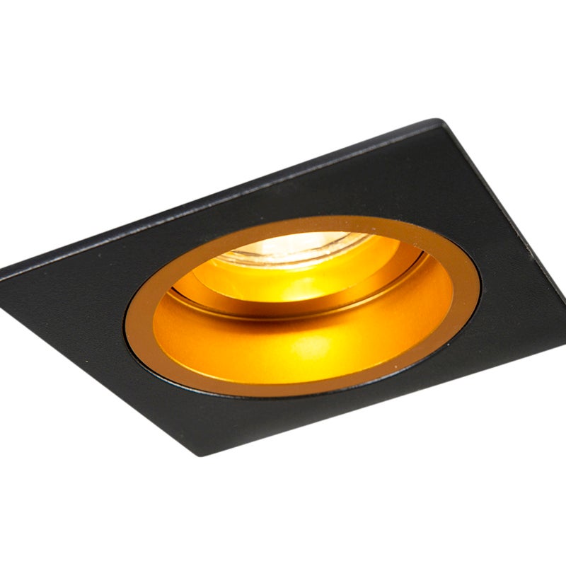 Inbouwspot, zwart met gouden accenten, 9,3 cm, draai- en kantelbaar - Chuck