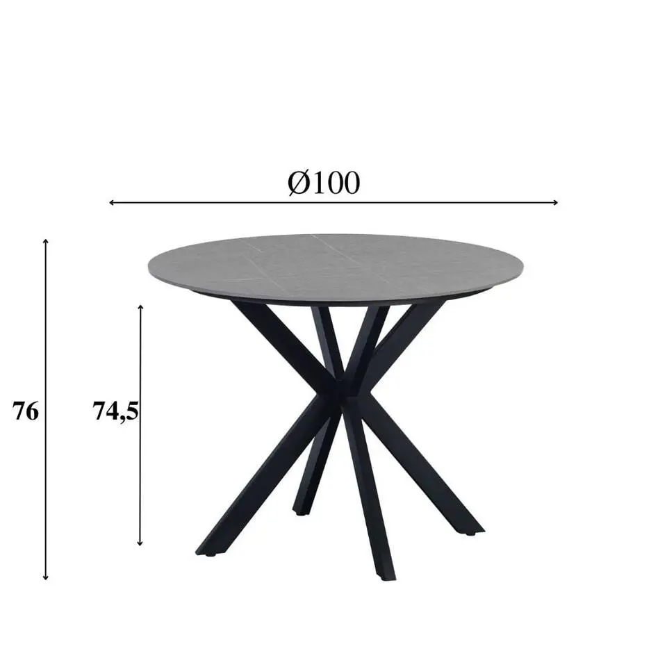 Ronde eettafel Yuna Ø130 cm marmerlook grijs - Stoneware - Grijs