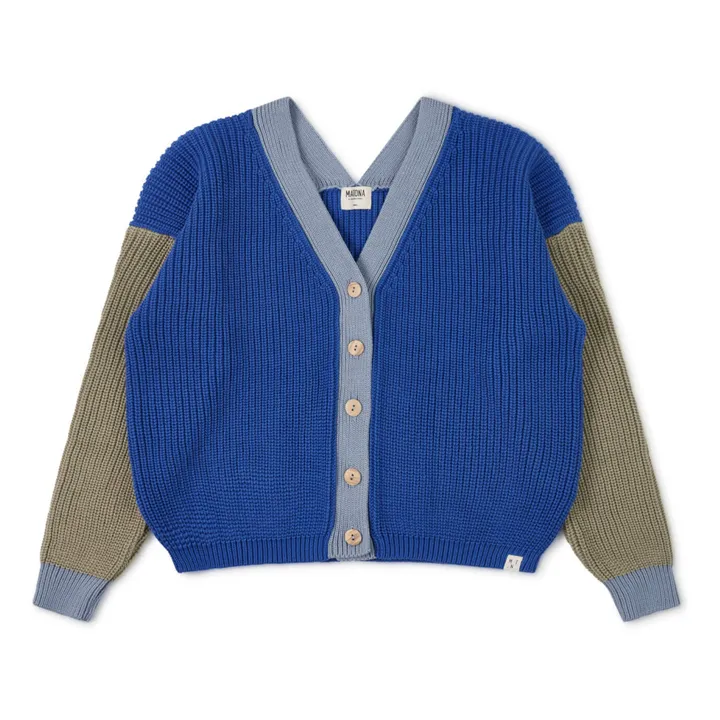Matona Cardigan Color Block Coton Bio | Bleu roi