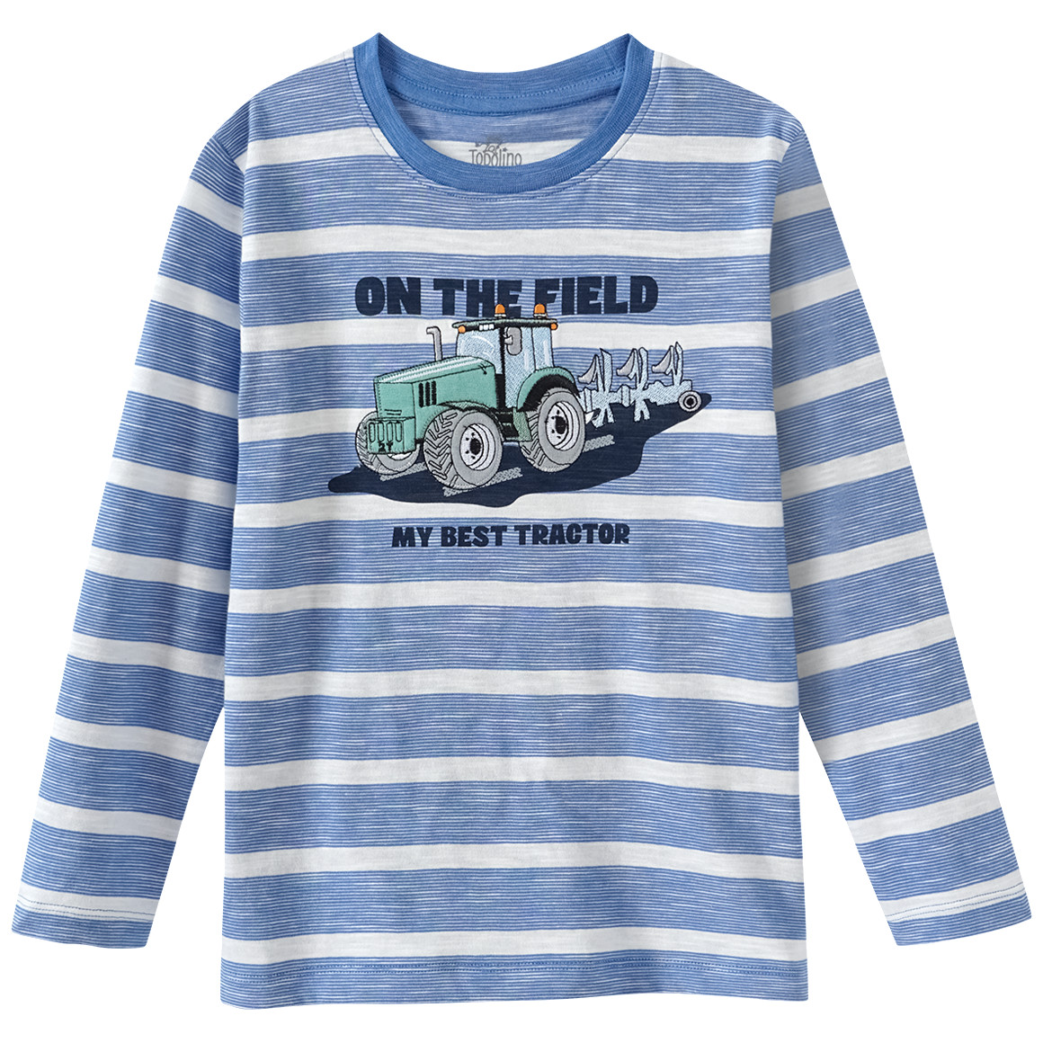 Topolino Jungen Langarmshirt mit Traktor-Applikation hellblau