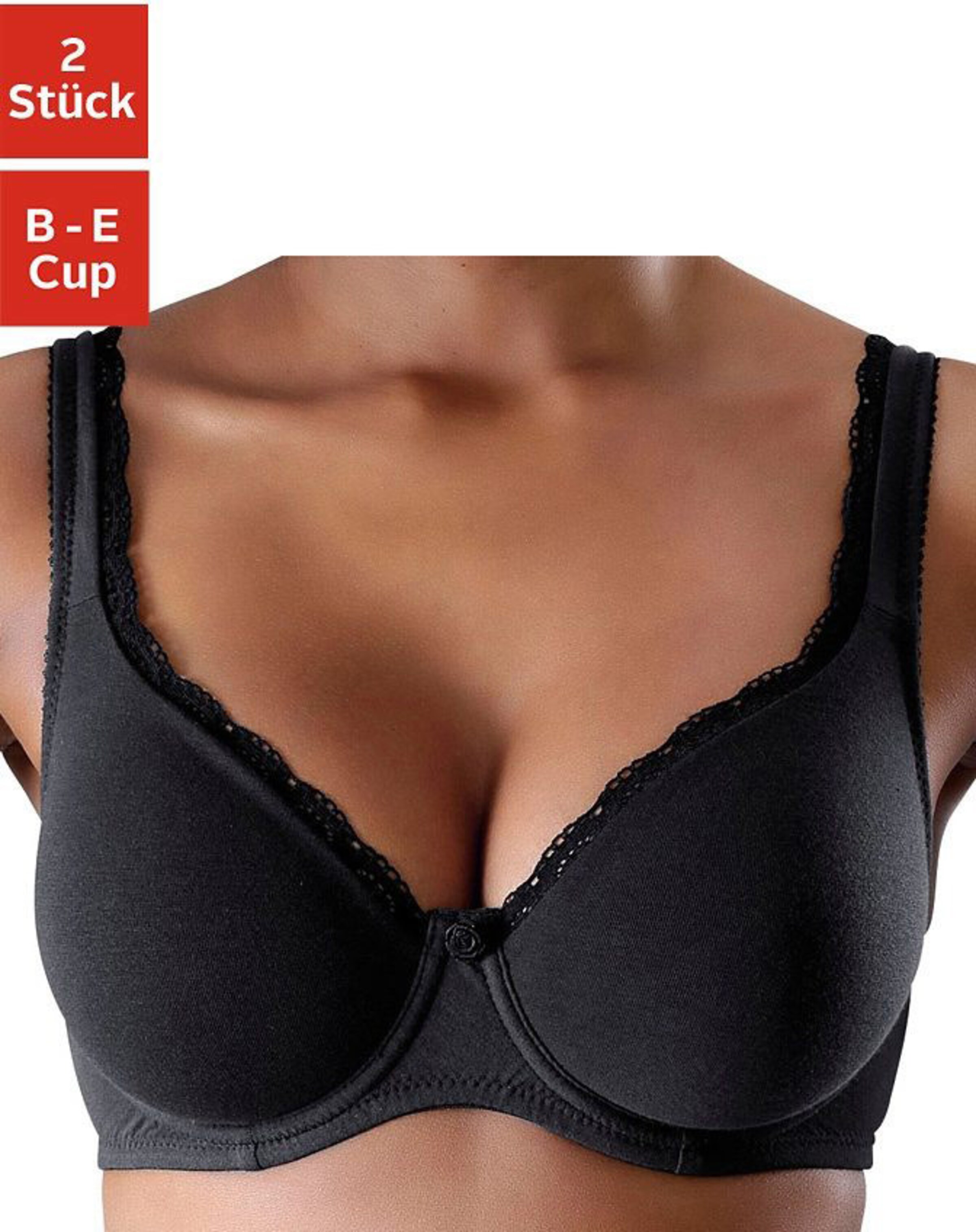 petite fleur T-Shirt-BH in schwarz+weiß