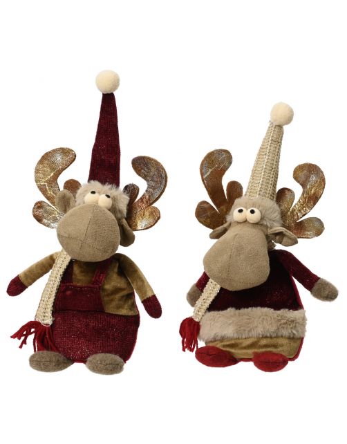 Decoris Hert Zittend - Kerstversiering - 30 cm Assorti 2 Assortiment