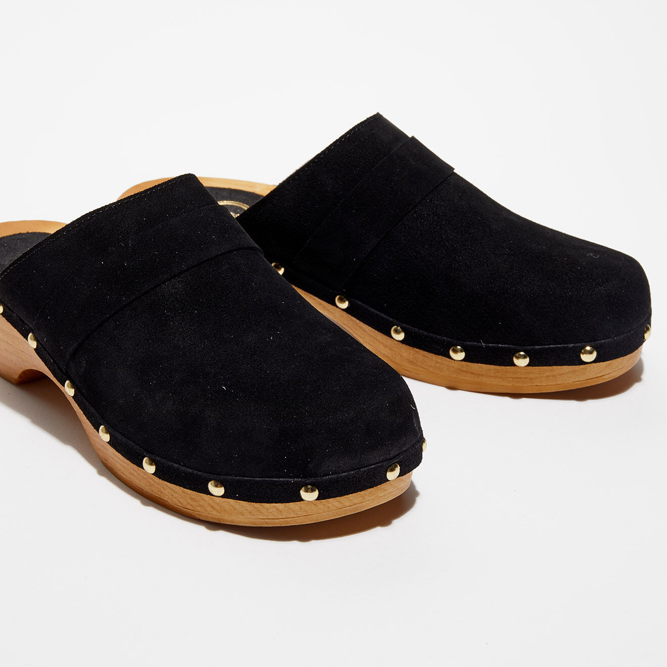 Apologie Studio Sabots en Velours de Cuir Sofia noirs - Talon 5 cm