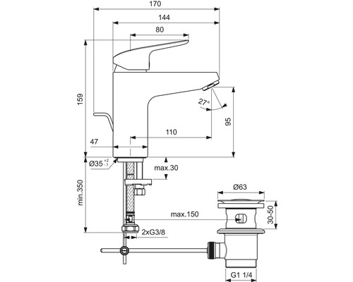Ideal Standard CERAFLEX chroom wastafelkraan B1713AA