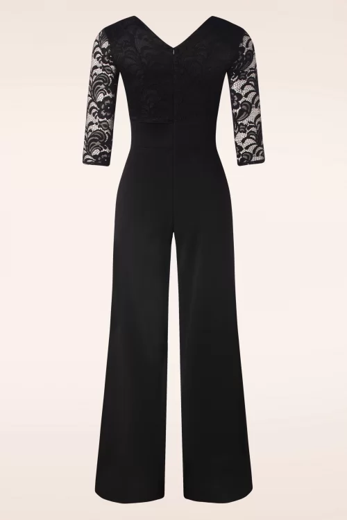 Vintage Chic for Topvintage Maribelle kanten jumpsuit in zwart
