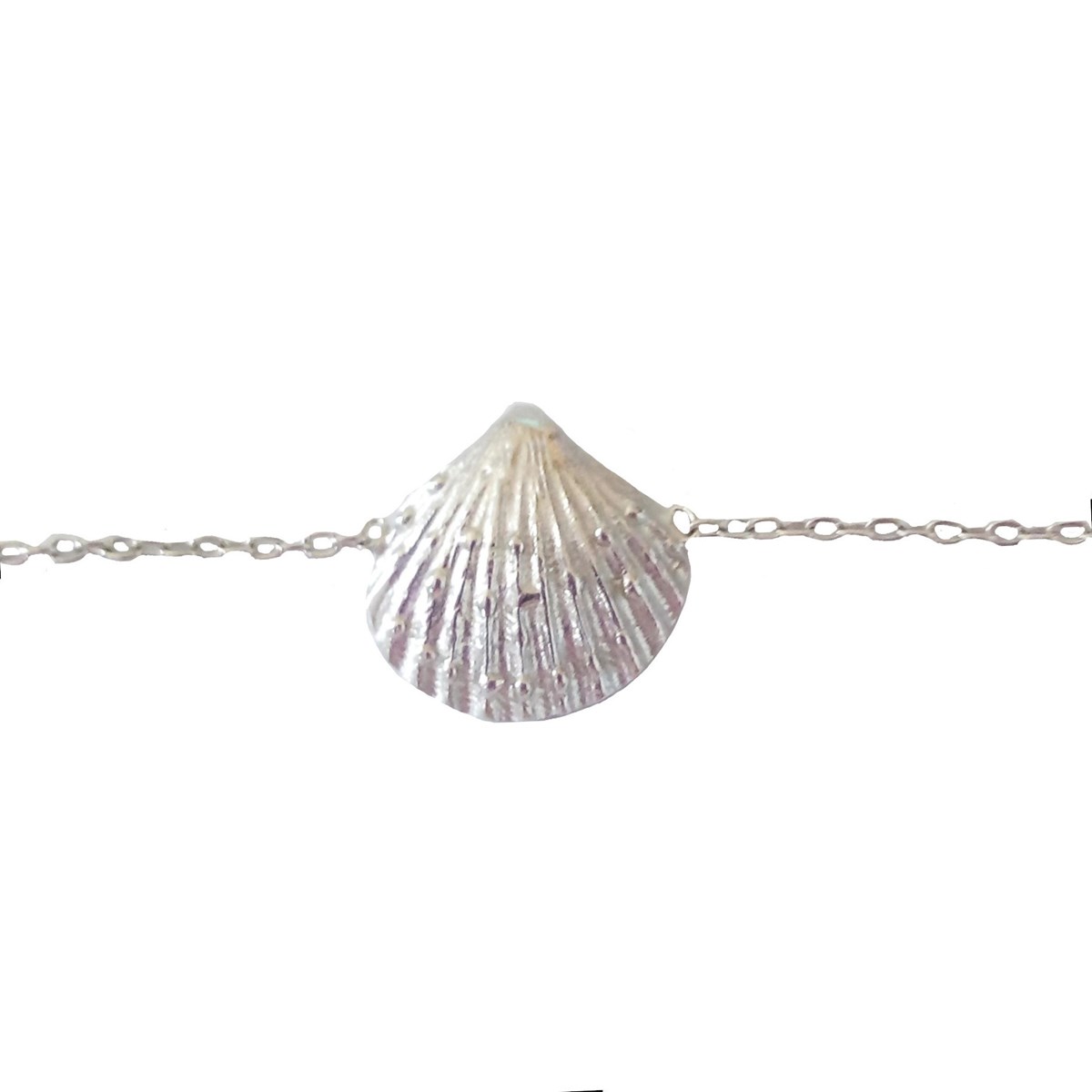 Bracelet breloque coquillage coquille Saint Jacques en argent 925°/00 - 17cm