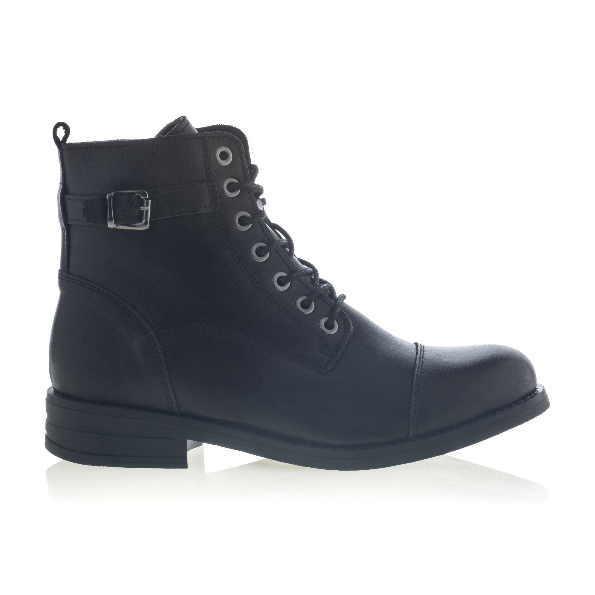 Bottines à lacets Femme en cuir noir