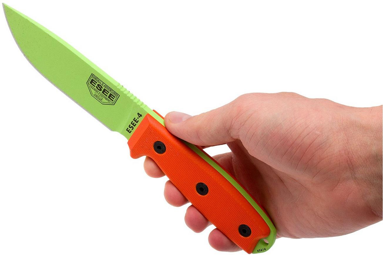 ESEE Model 4 Venom Green 4PM-VG survivalmes met schede   riemclip