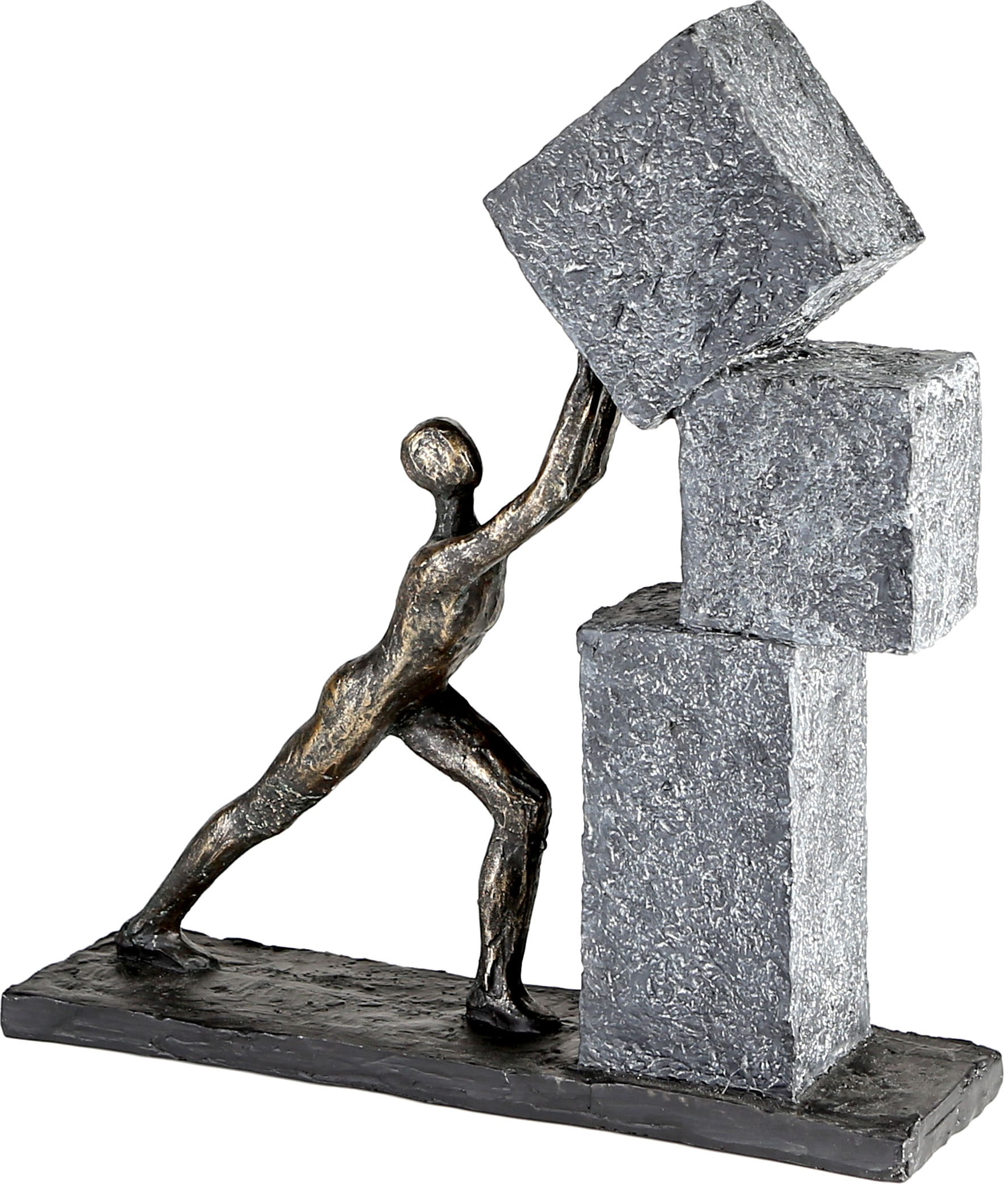 Casablanca by Gilde Dekofigur »Skulptur Stacking, bronzefarben/grau« Dekoobjekt, Höhe 31 cm, mit Spruchanhänger, Wohnzimmer