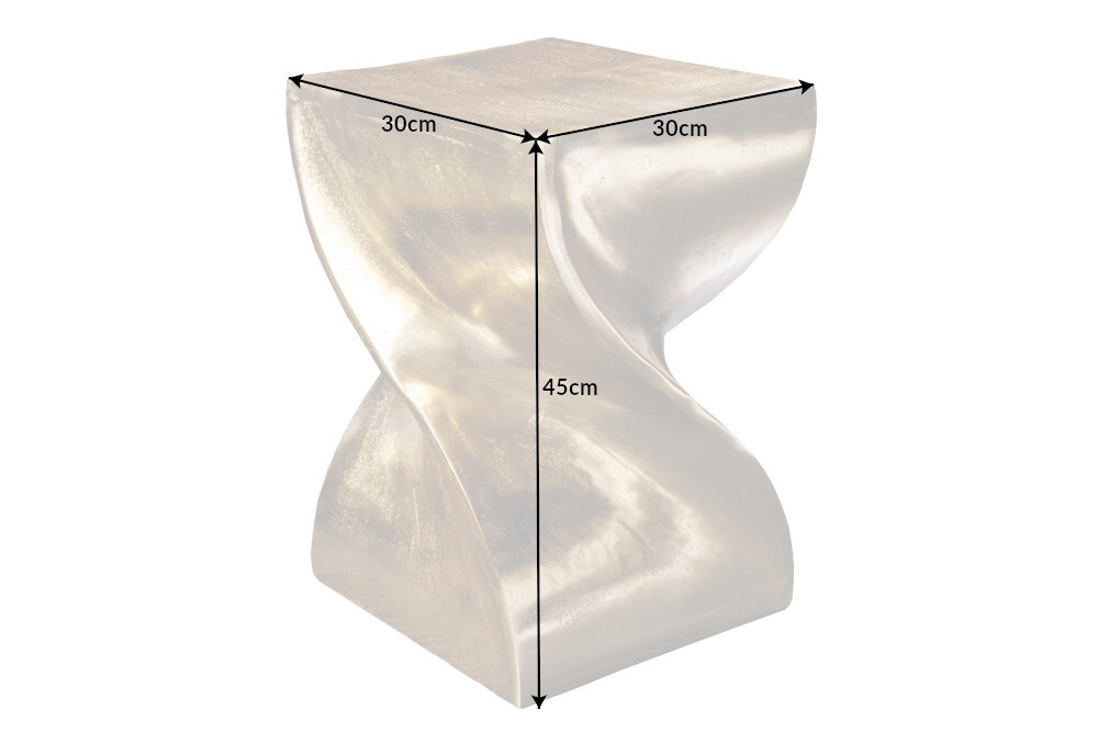 Skulp­tu­raler Beistelltisch TWIST 45cm gold Aluminium handmade Sitzhocker Nachttisch