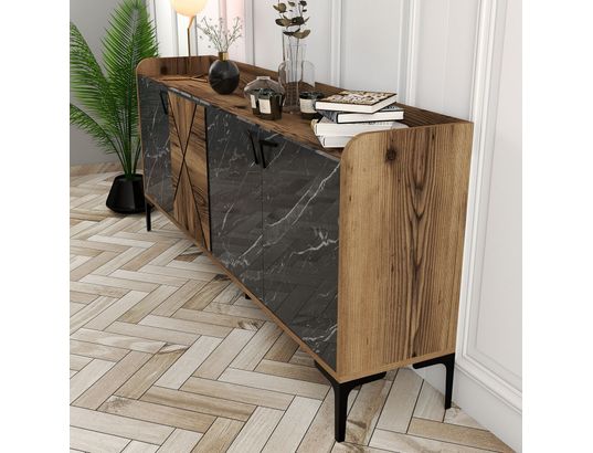 CONCEPT1 - Bahut Venedik noyer marbre noir 180 x 35 x 78cm