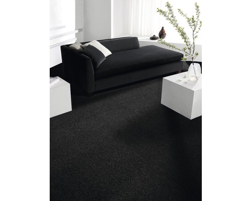 Velours tapijt Verona, kleur 98 zwart, 400 cm breed (per meter verkocht)