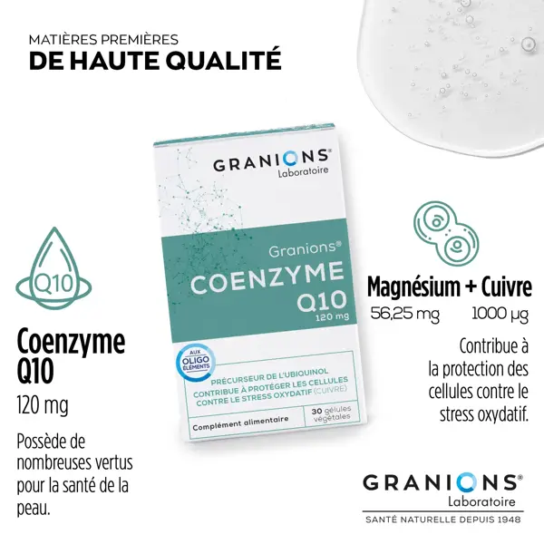 Granions Coenzyme Q10 - lot de 3 - Complément Alimentaire Peau - 3 x 30 gélules - cure de 3 mois