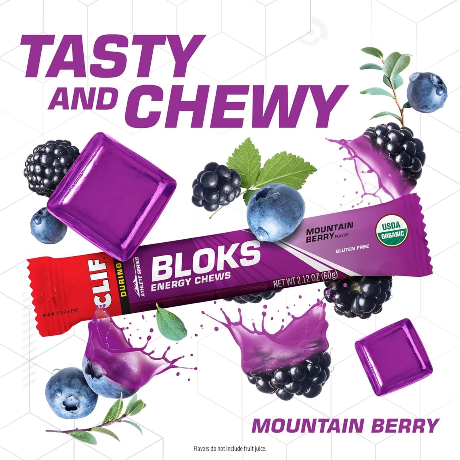 Clif Bloks Energy Chews - 18x60g - Mountain Berry