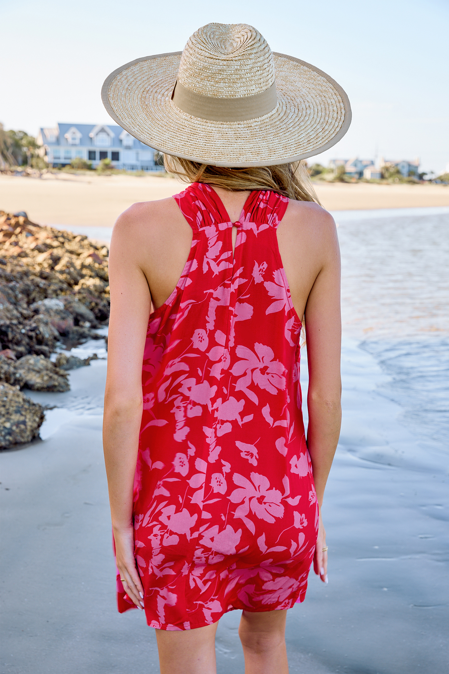 Robe à col licou croisé et imprimé floral