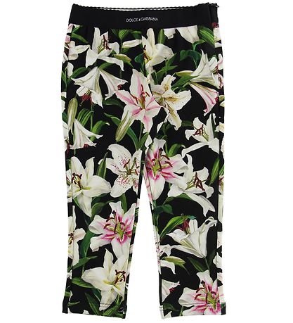 Dolce & Gabbana Leggings - Lilium - Schwarz m. weißen Lilien