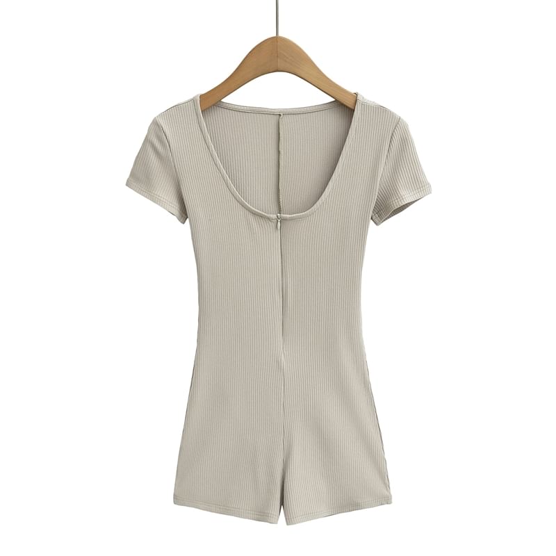 Ulark - Romper met korte mouwen, ronde hals en halve rits