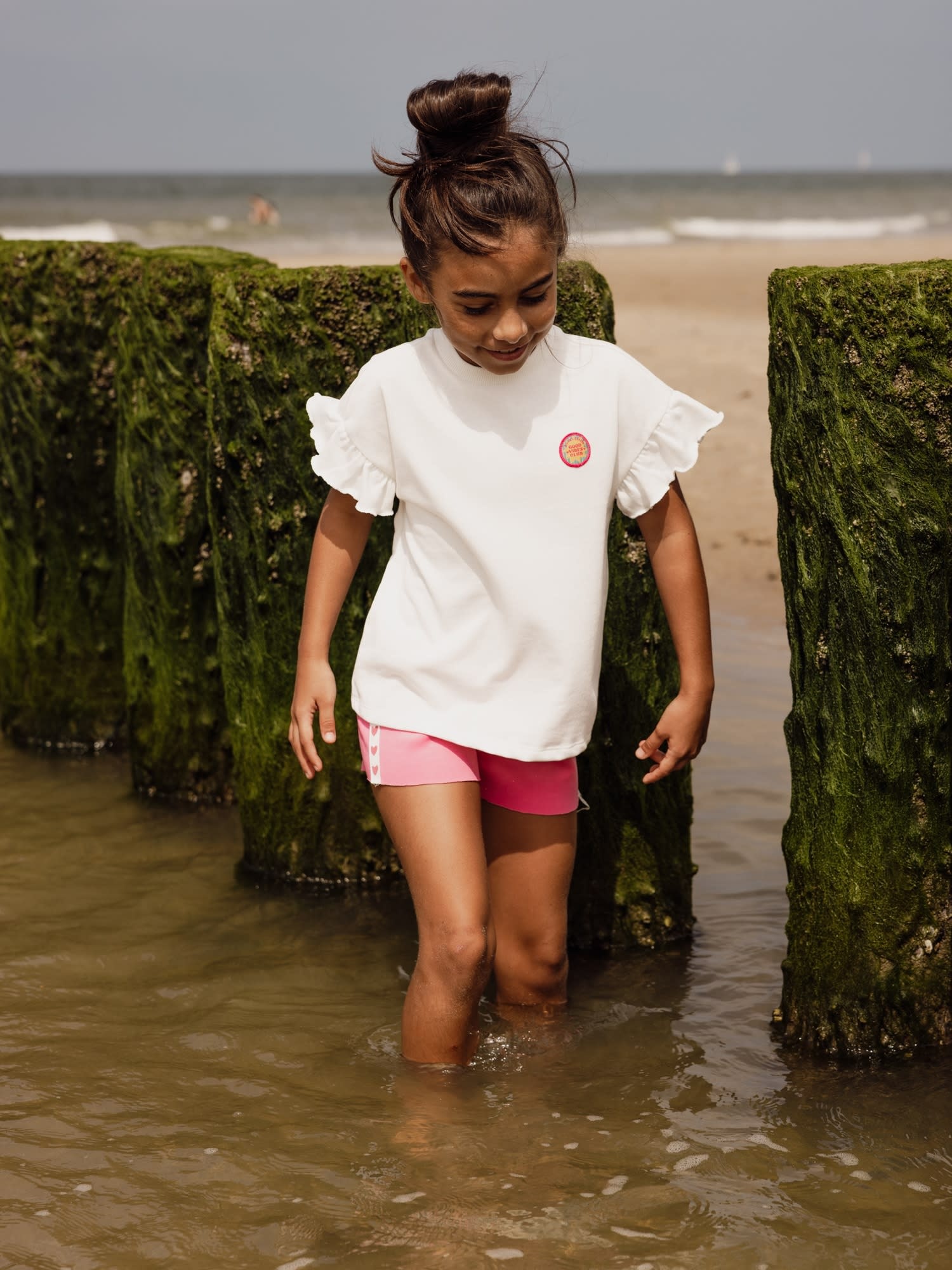 Looxs Looxs little sweater with ruffles ss soft white