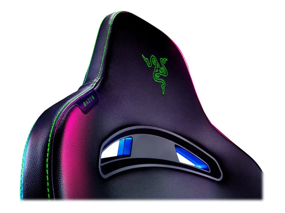 Razer Iskur X - Stol - armstøtter - T-formet - syntetisk læder, stål, elastomerisk polyuretan (EPU) - sort/grøn