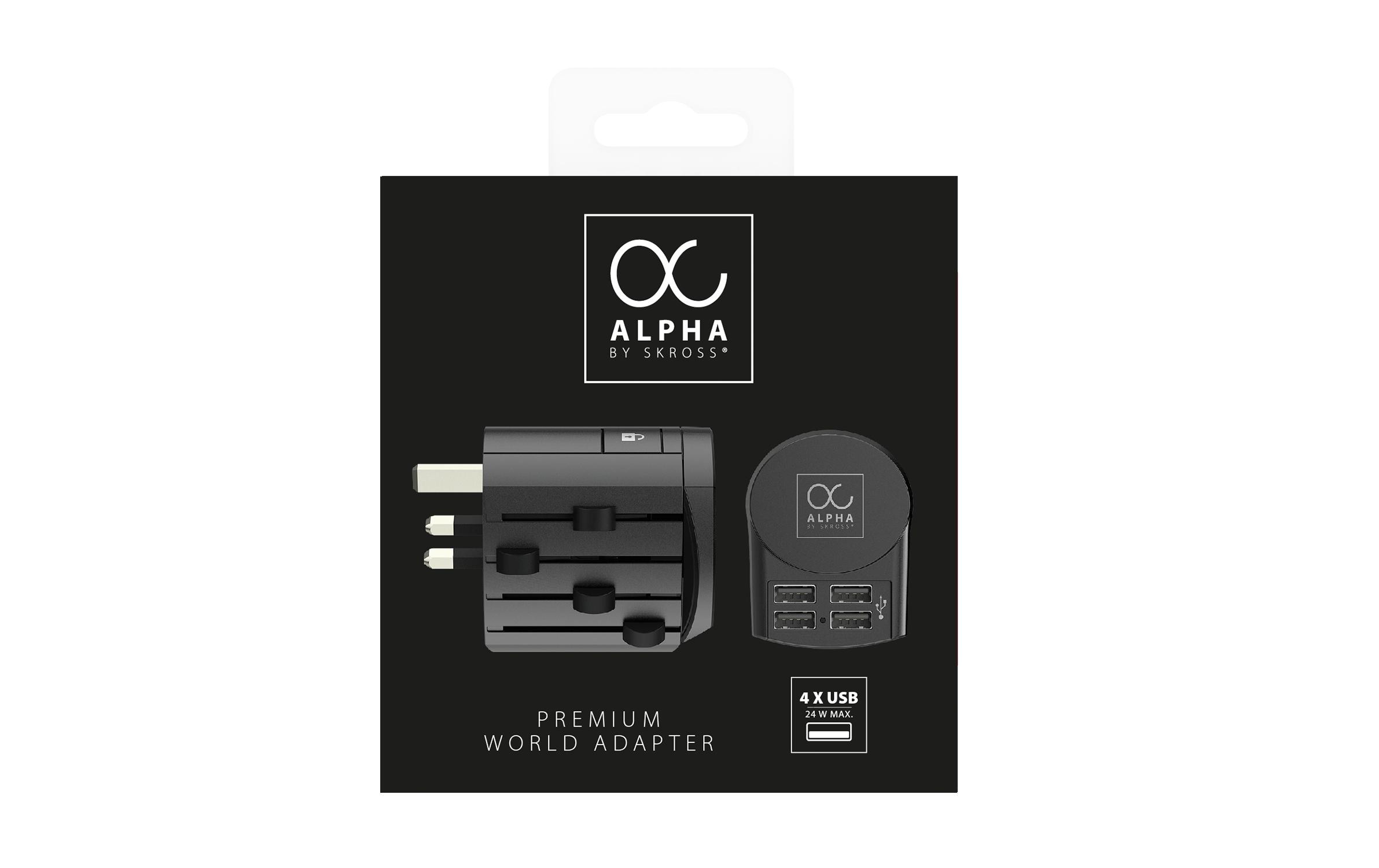 Reiseadapter Alpha 4 x USB-APremium-Weltreiseadapter für 2- und 3-polige Geräte