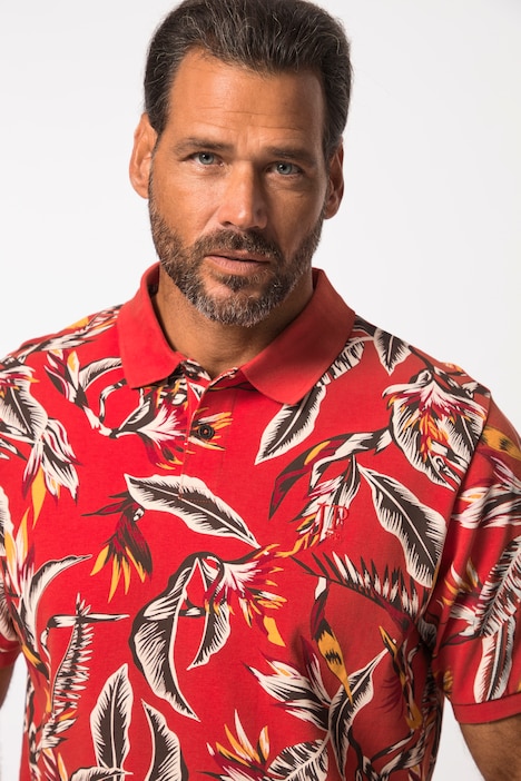 Poloshirt, Halbarm, Piqué, floraler Print, bis 8 XL