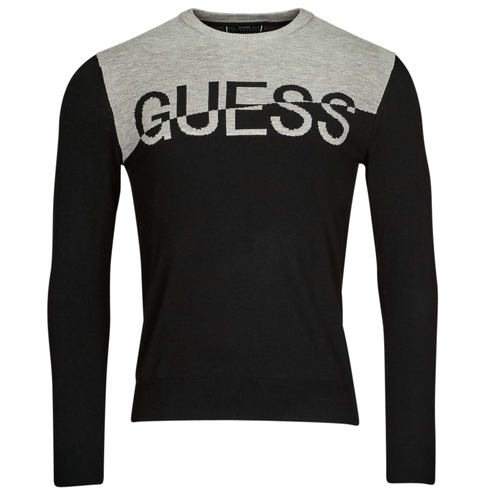 Guess - ALEX LS CN LOGO SWEATER - Noir