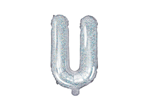 Folie Ballon Letter U Holografisch Leeg 35cm