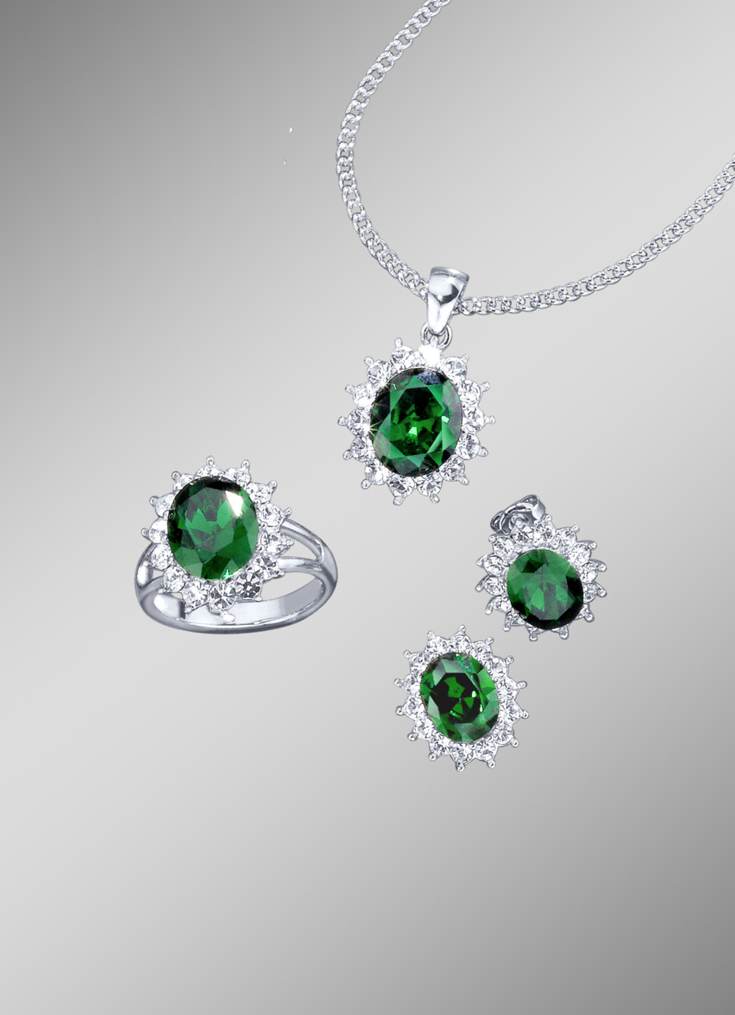 Schmuck-Set, 4-teilig mit Weißgoldauflage