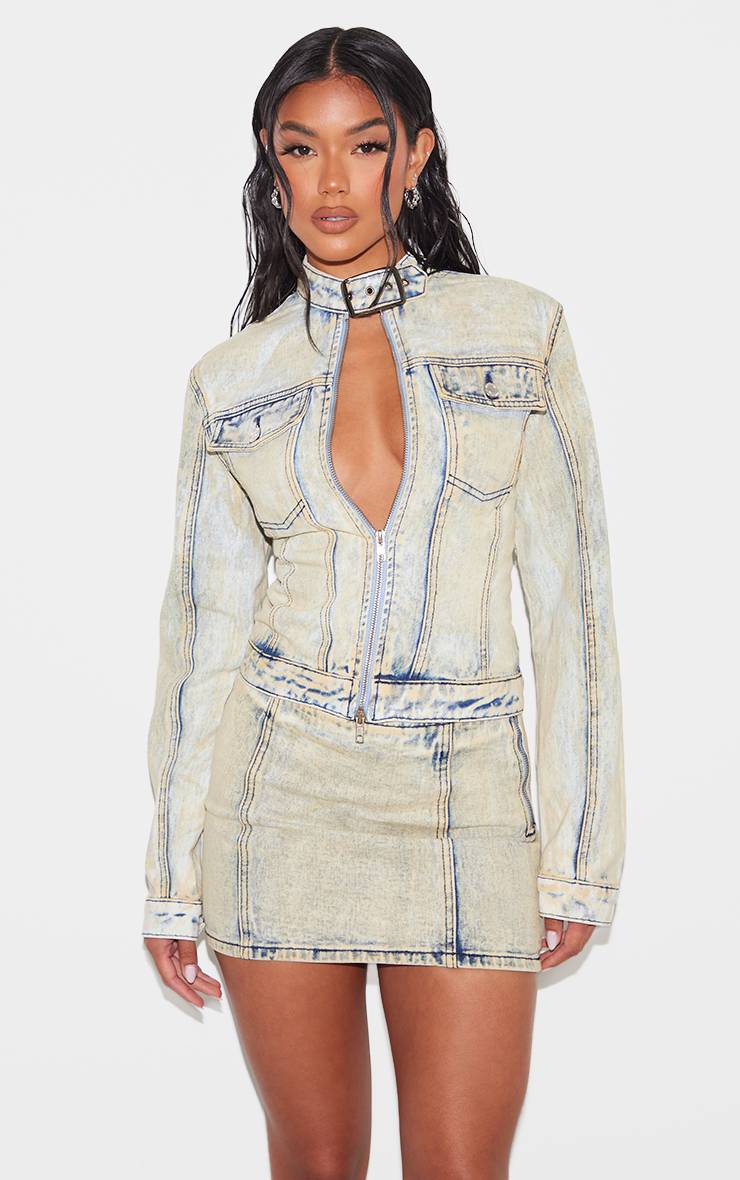 Jupe Mini En Denim Avec Détails De Coutures