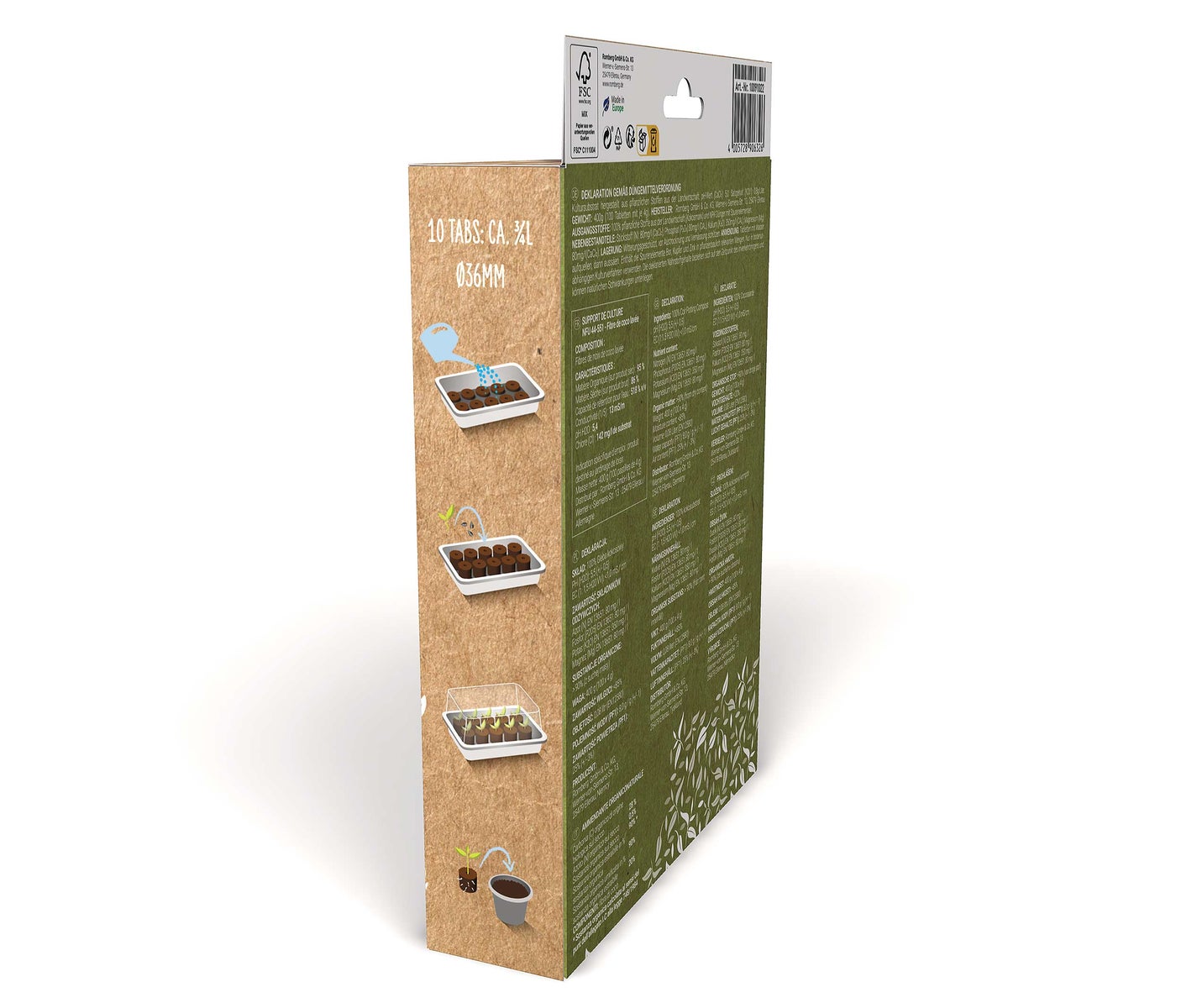 100 kokoszwellende tabletten, 36 mm Ø