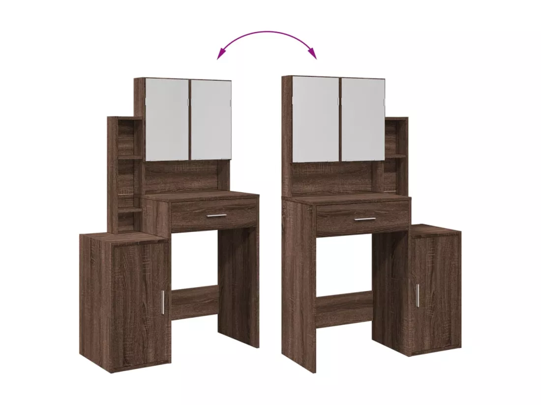 Coiffeuse avec armoire chêne marron 80x35x132 cm