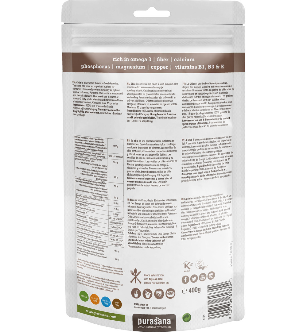 Purasana Chia Zaden – Vegan Bio (400 gr)