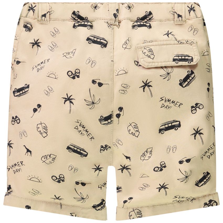 Bermuda en twill pigmentaire imprimé summer day pour bébé garçon - Beige