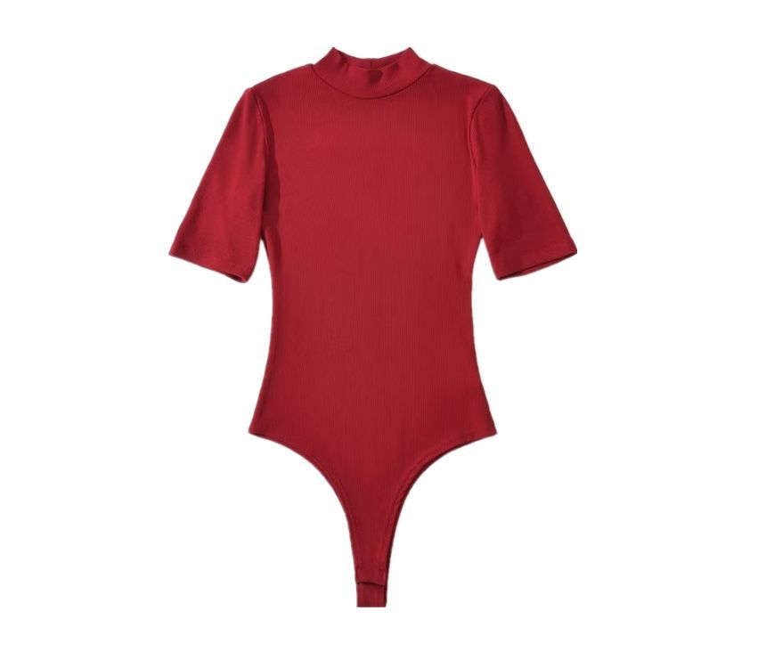 Hollahop - Bodytop met korte mouwen en mockneck, effen