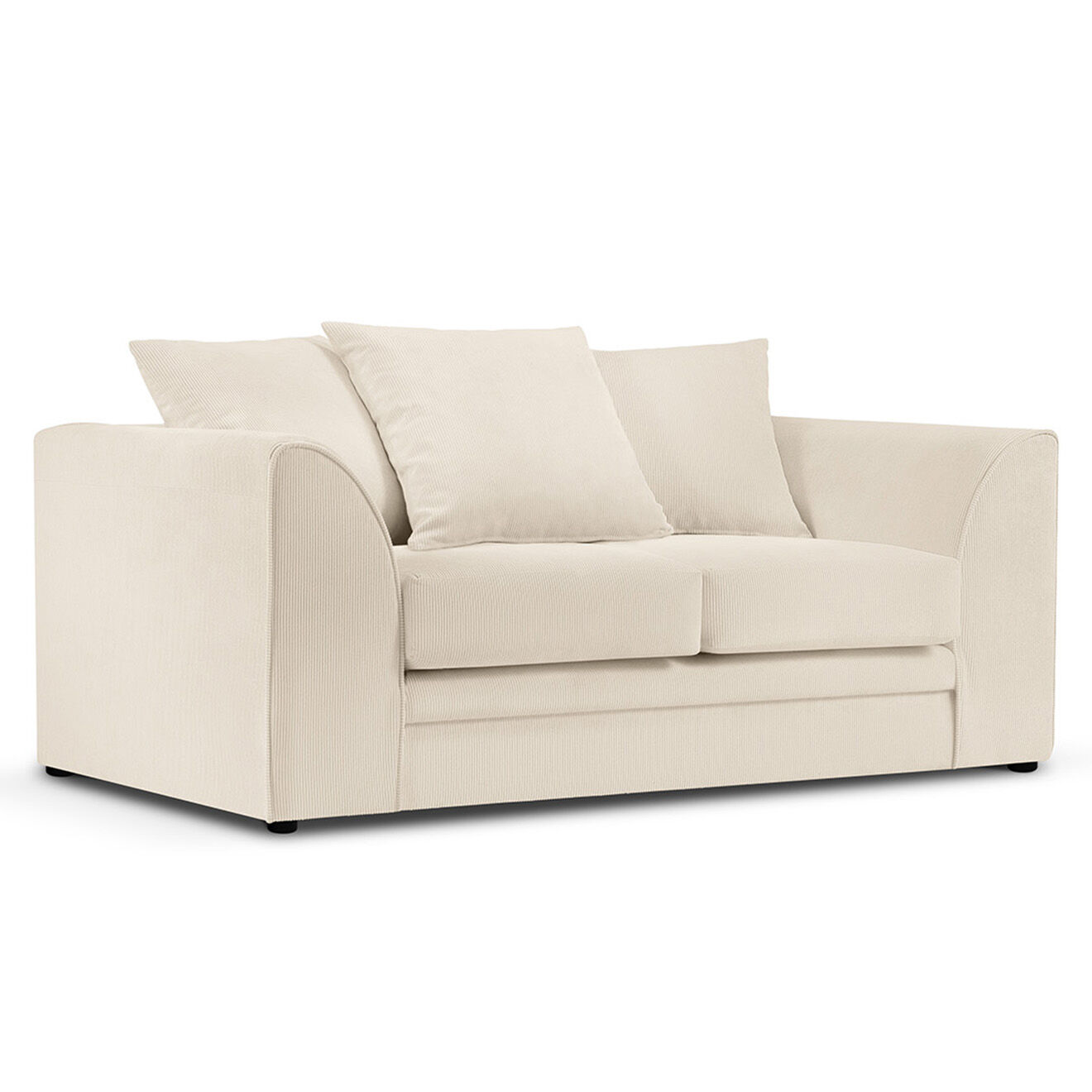 Mazzini Sofas Canapé Quince Velours côtelé 2 Places beige clair - 150x92x80 cm