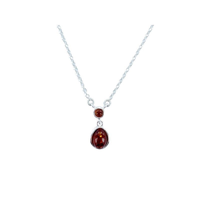 Collier argent 925 Ambre veritable de la mer Baltique
