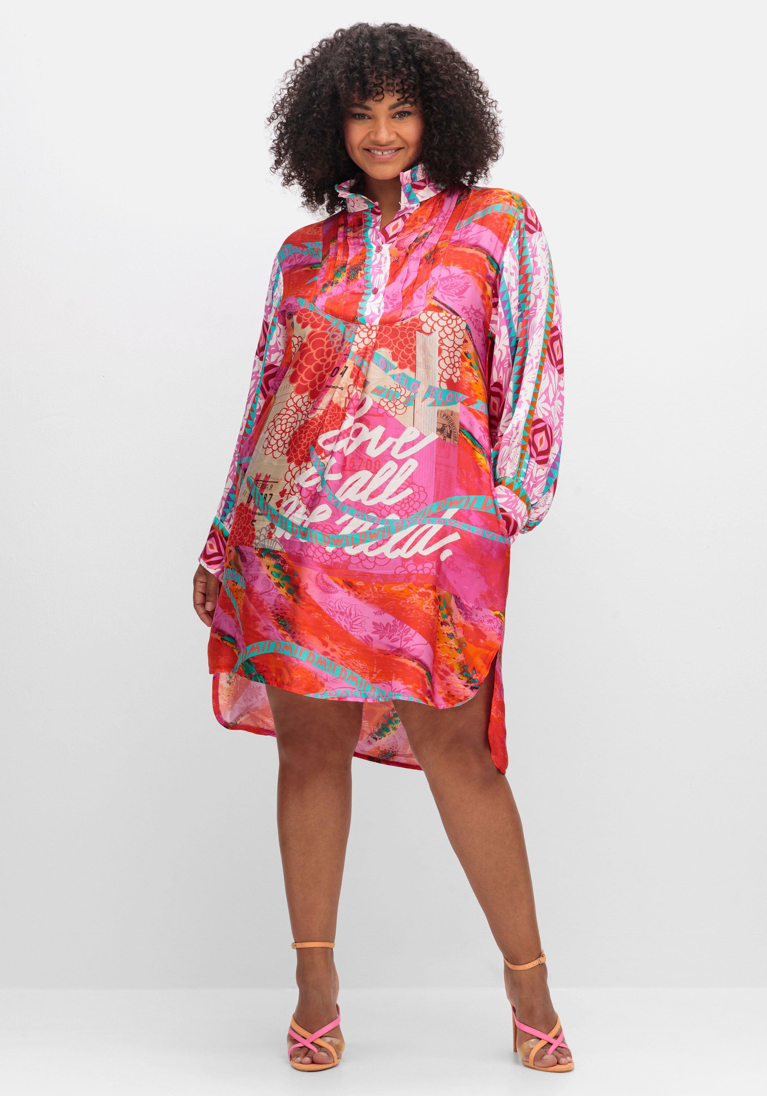Kurzes Hemdblusenkleid mit Alloverdruck