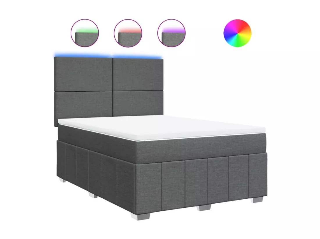 Sommier à lattes de lit avec matelas Gris foncé 140x190cm Tissu