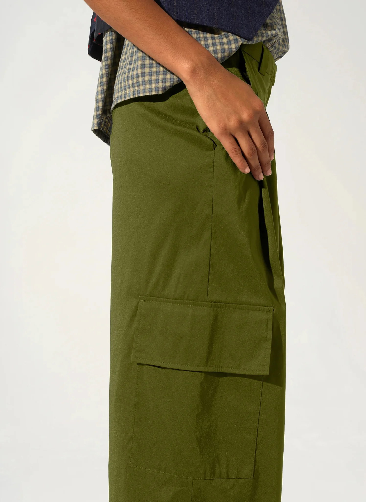 Pantalon large en coton mélangé | Vert