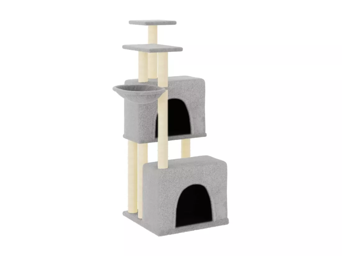 Arbre à chat avec griffoirs en sisal gris clair 122 cm
