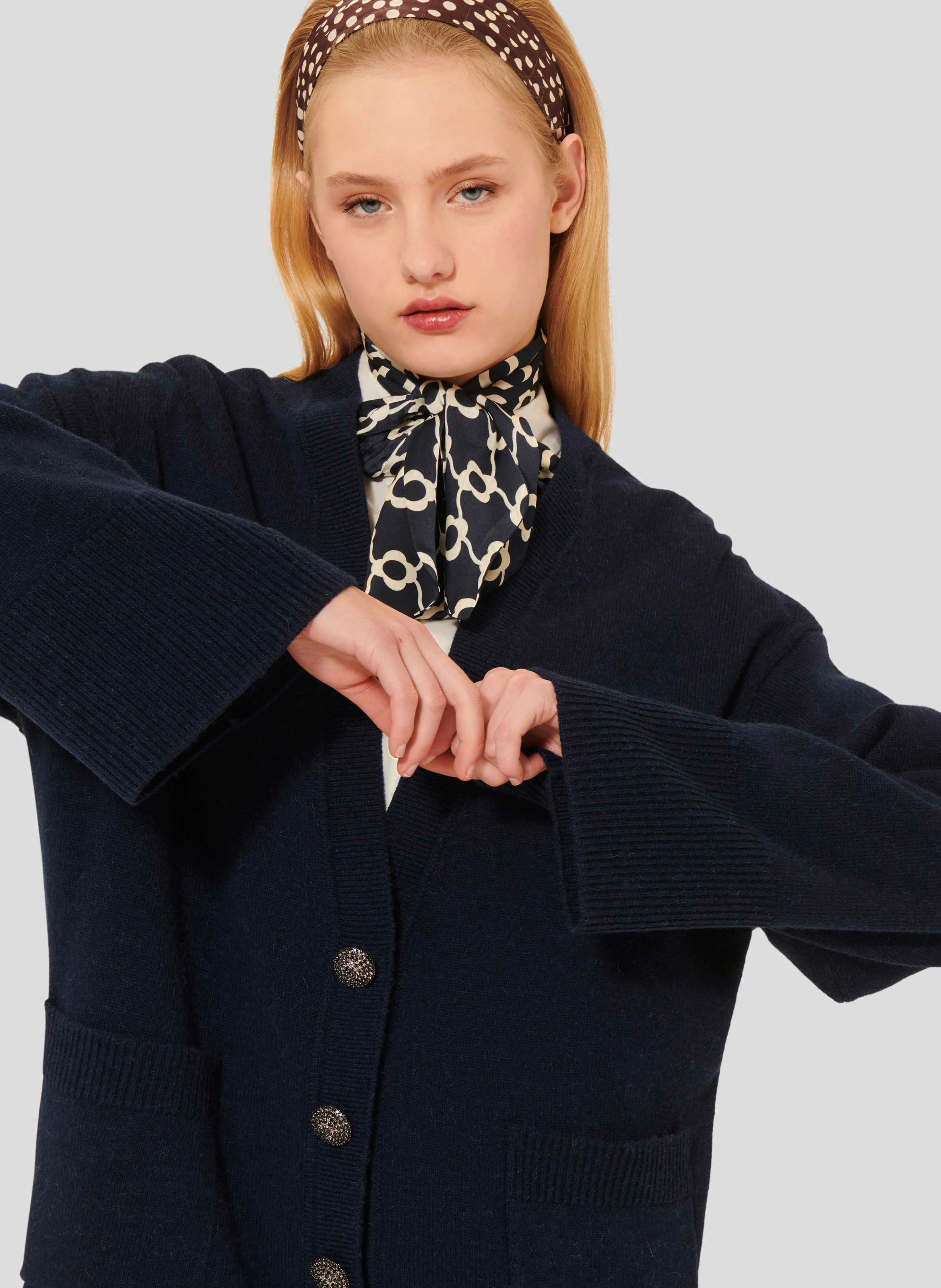 GINGER - Gilet ajusté col V en laine | Bleu