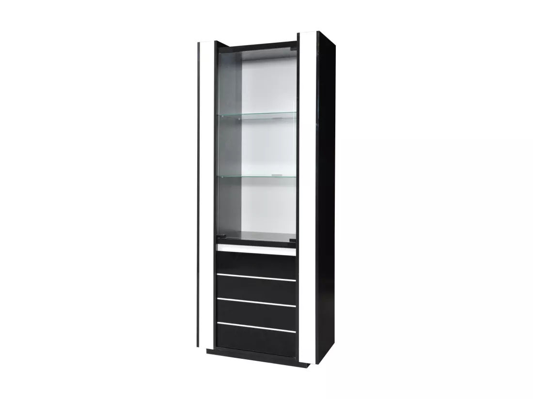 Vitrine petit modèle LINA noire et blanche avec LED