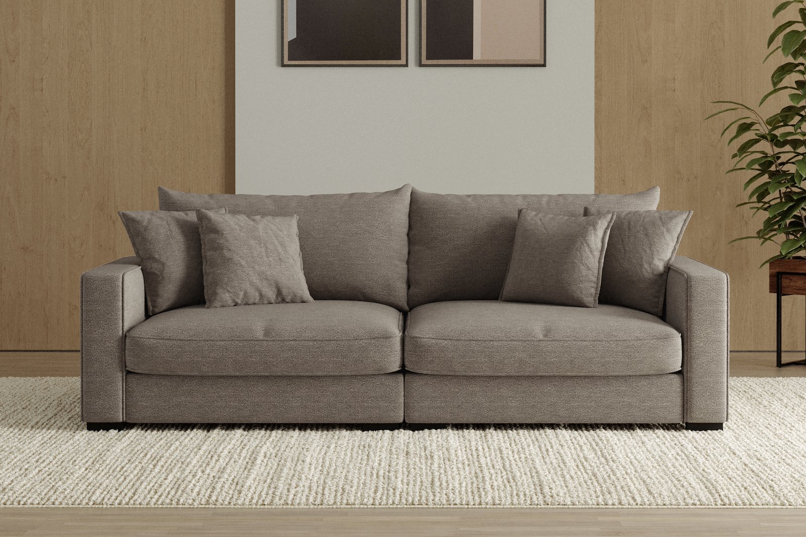 Rossi 3-seter sofa Tekstil Beatto 1023 Grønn Grå, arm B med sorte ben. Std. Komfort.