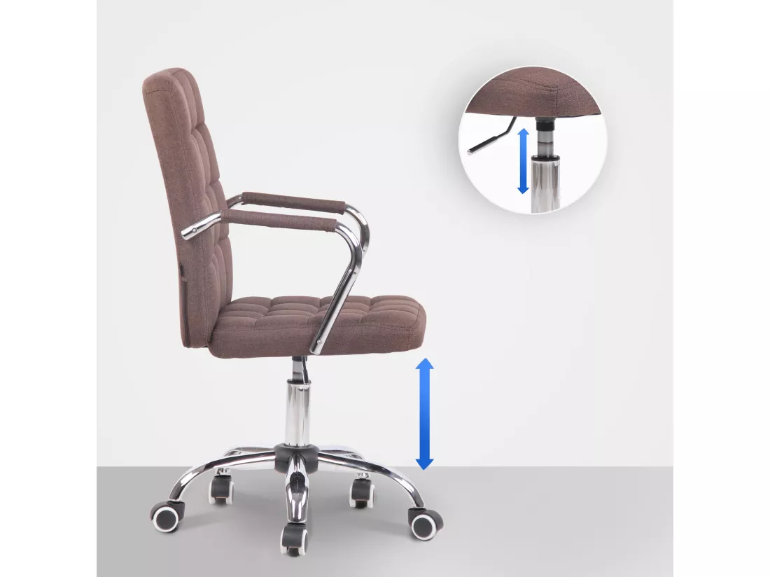 Chaise de bureau - Tissu & Métal chromé - Marron - Terni