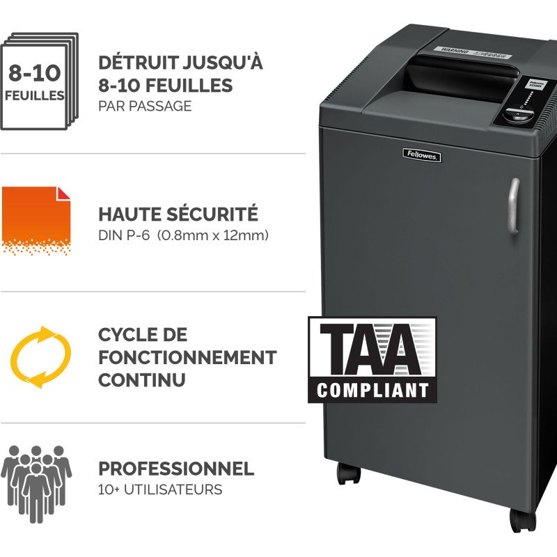 Destructeur Fellowes Powershred 425HS - coupe croisée