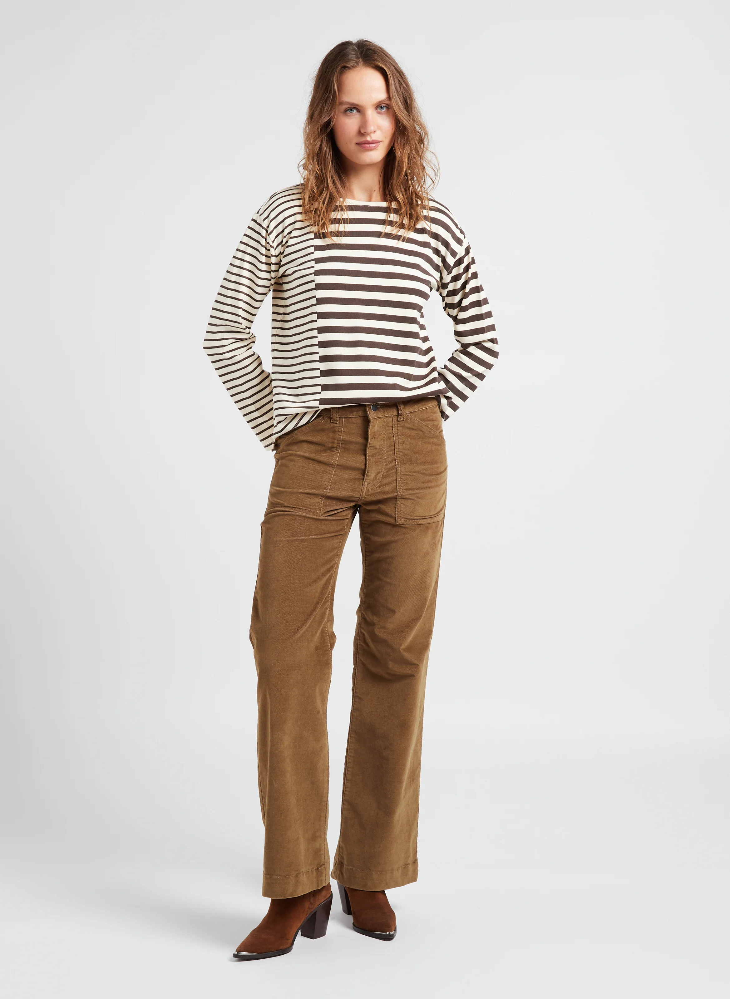THILL - Tee-shirt col rond rayé | Marron