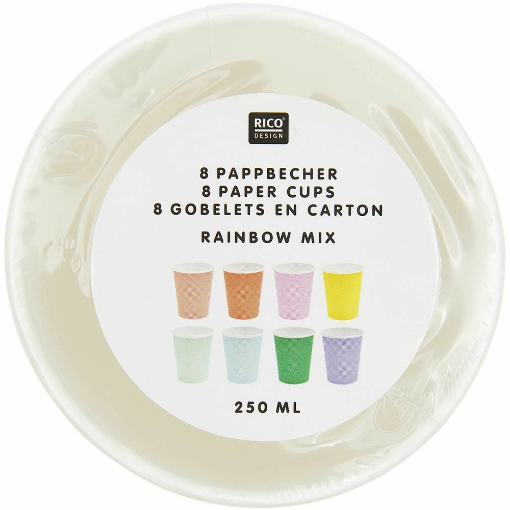 8 gobelets en carton multicolores
