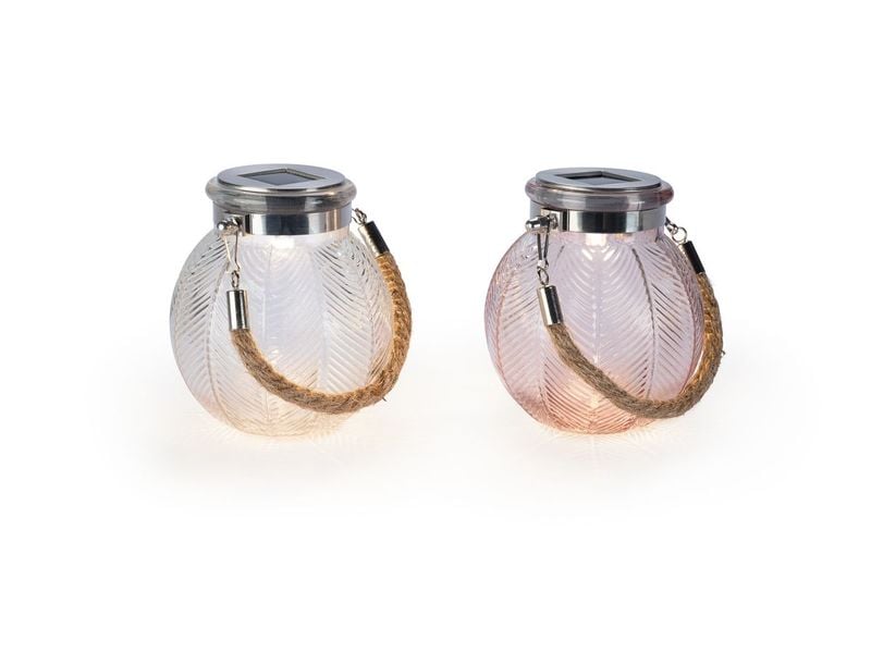 STT Solar Mini Glass Set Waves Beige/Mauve Dekolicht zum Aufstellen oder Aufhängen